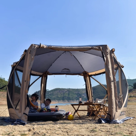 Frühlings Sommer Jurte Wild Land Hex 600 Lux Farbe grau mit beige
