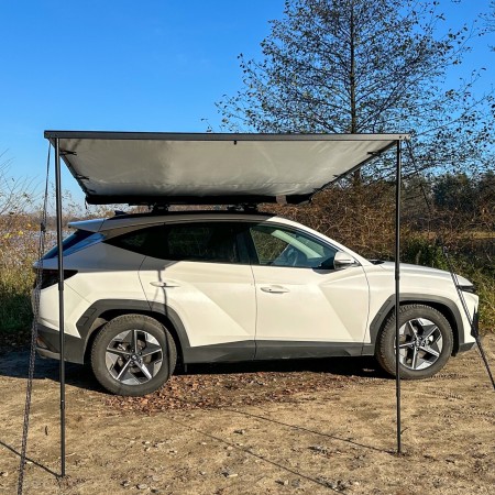 markiza boczna Wild Land Lite rozlozona na Hyundai Tuscon szerokosc 2 metry i dlugosc 2,5 metra.jpeg