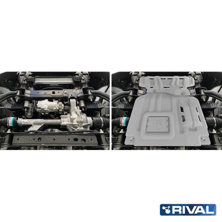 Rival4x4 Motor-Unterfahrschutz Aluminium 6mm Vergleich mit und ohne Schutz
