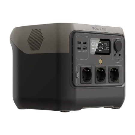 Tragbare Powerstation EcoFlow River 2 Pro Vorderansicht von der Seite